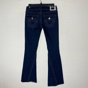 Vintage Y2K True Religion Dark Wash Ultra Low Rise Flare Leg Jeans 25